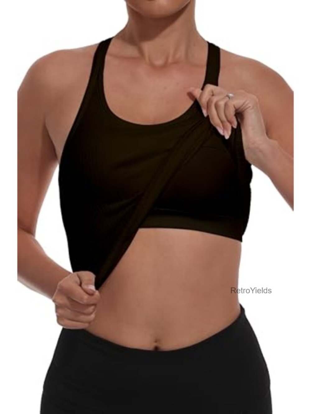 Women's Built-in Bra Crop Top Racerback Ribbed Athletic Tank